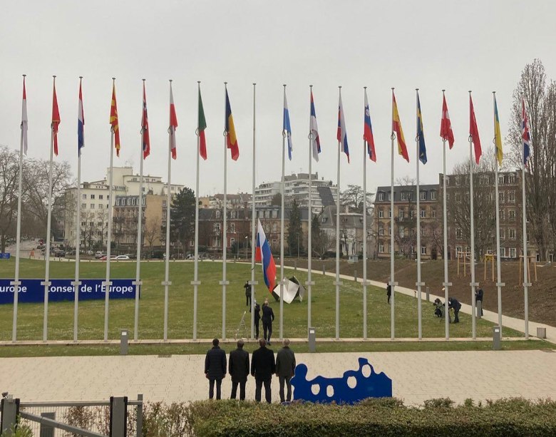 Russia expelled from Council of Europe, flag lowered