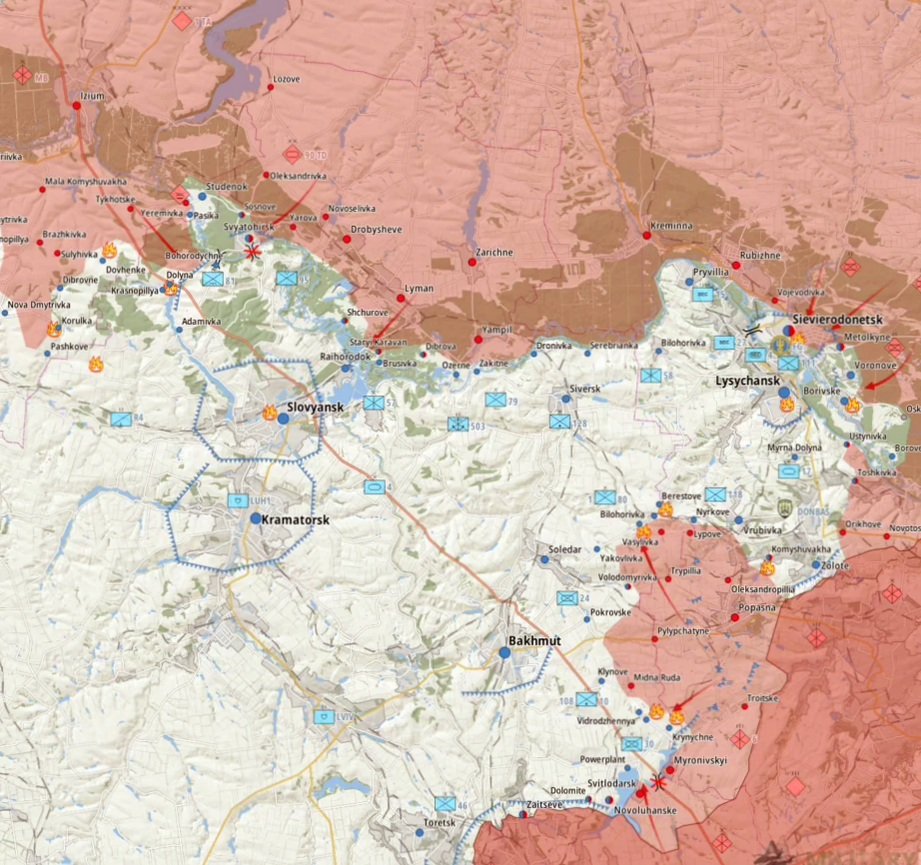 Frontline Update: Sievierodonetsk, Ustynivka–Toshkivka, and Bakhmut-Lysychansk Road