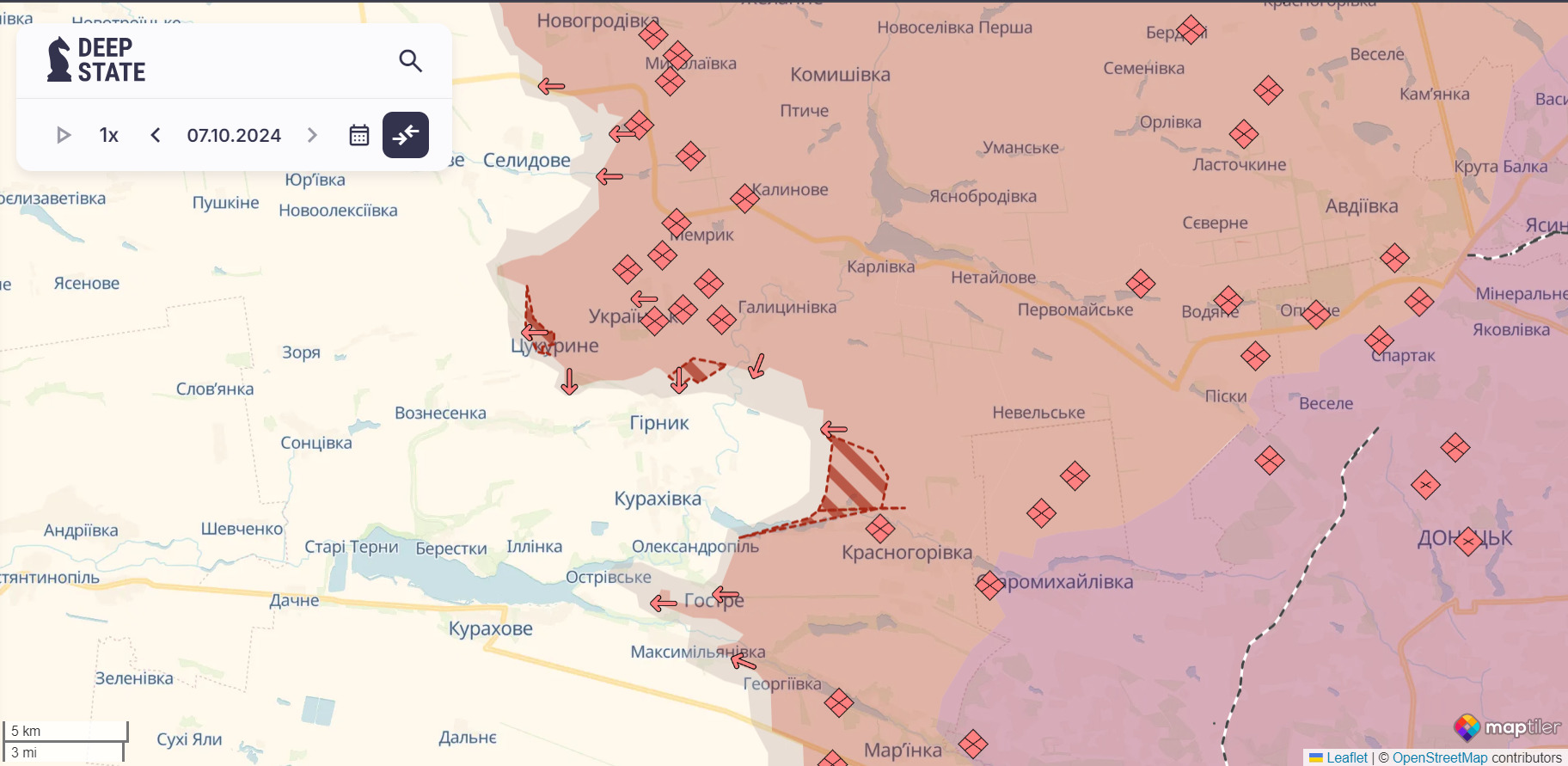 Enemy Occupied Krasnohorivka, Advanced Near Hirnyk and Lyubymivka – DeepState
