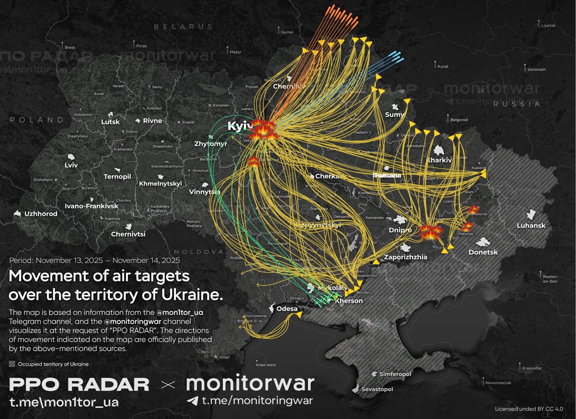 Visual representation of the Russian attack on Kyiv