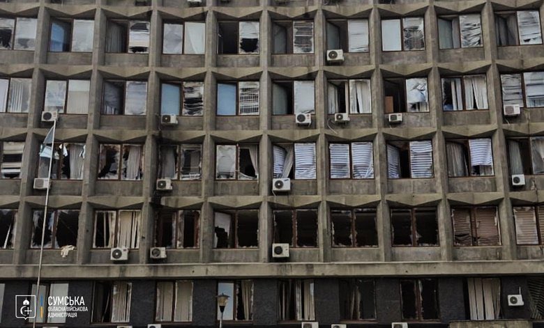Enemy drone strike hits Sumy center: four wounded, OVA building damaged