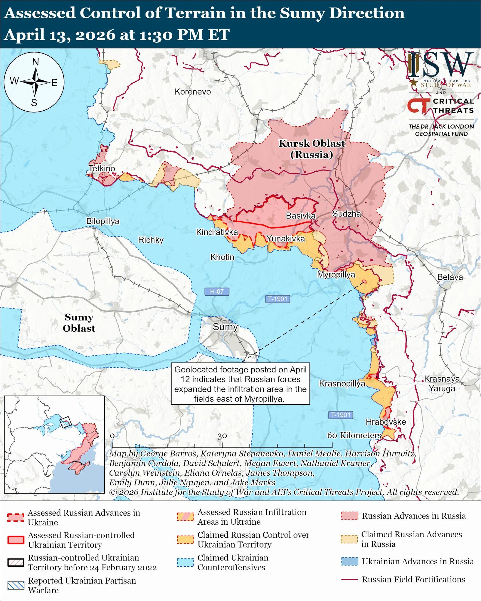 Russia Advances Near Three Sumy Villages, Ukraine Forces Pull Back