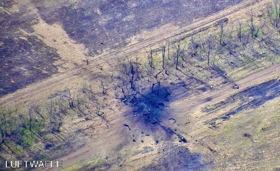 Destroyed Russian 2S19 Msta-S howitzer in Zaporizhia region