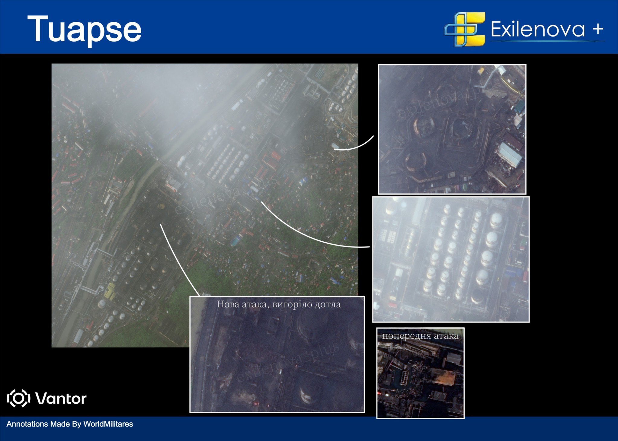 Satellite imagery confirms 4 oil tanks destroyed at Tuapse refinery