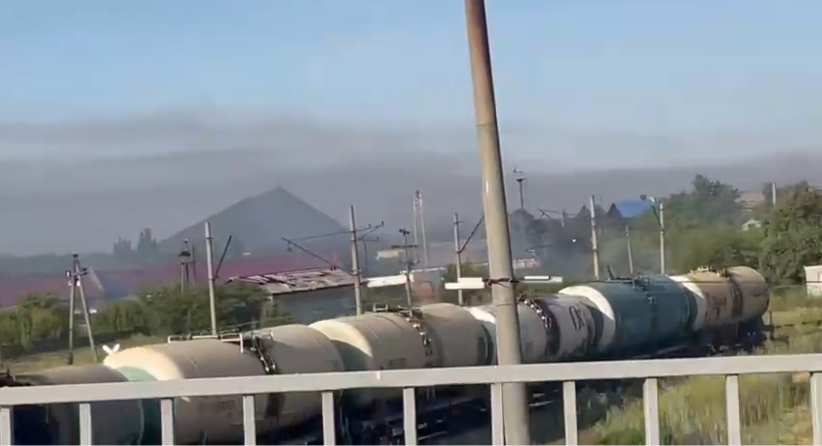Smoke behind train carts suggests Ukrainian missile strike in Roven’ky