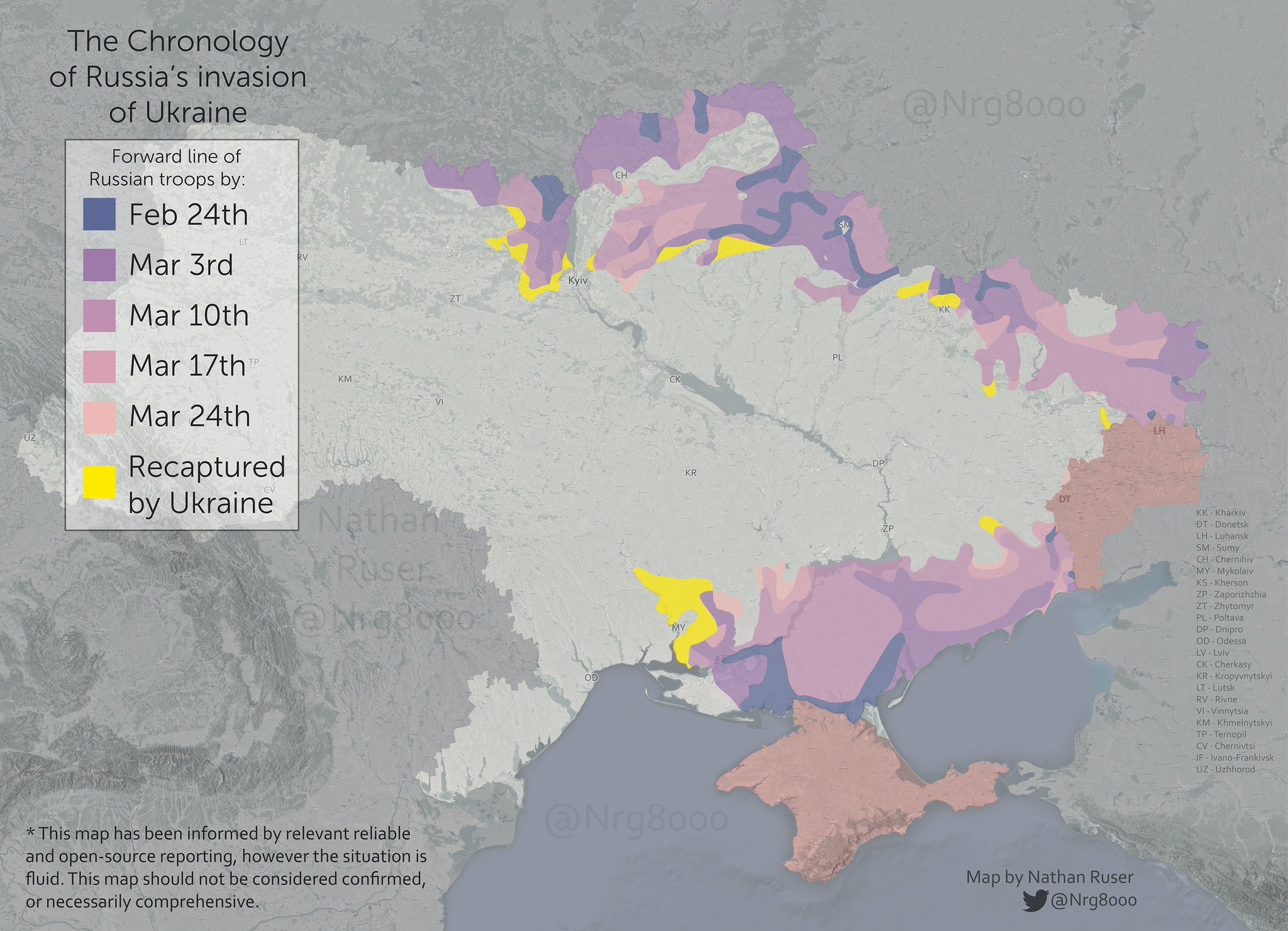 Overview map shows territorial control in Ukraine conflict