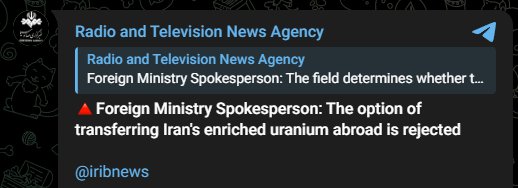 Iran Rejects Option of Transferring Enriched Uranium Abroad