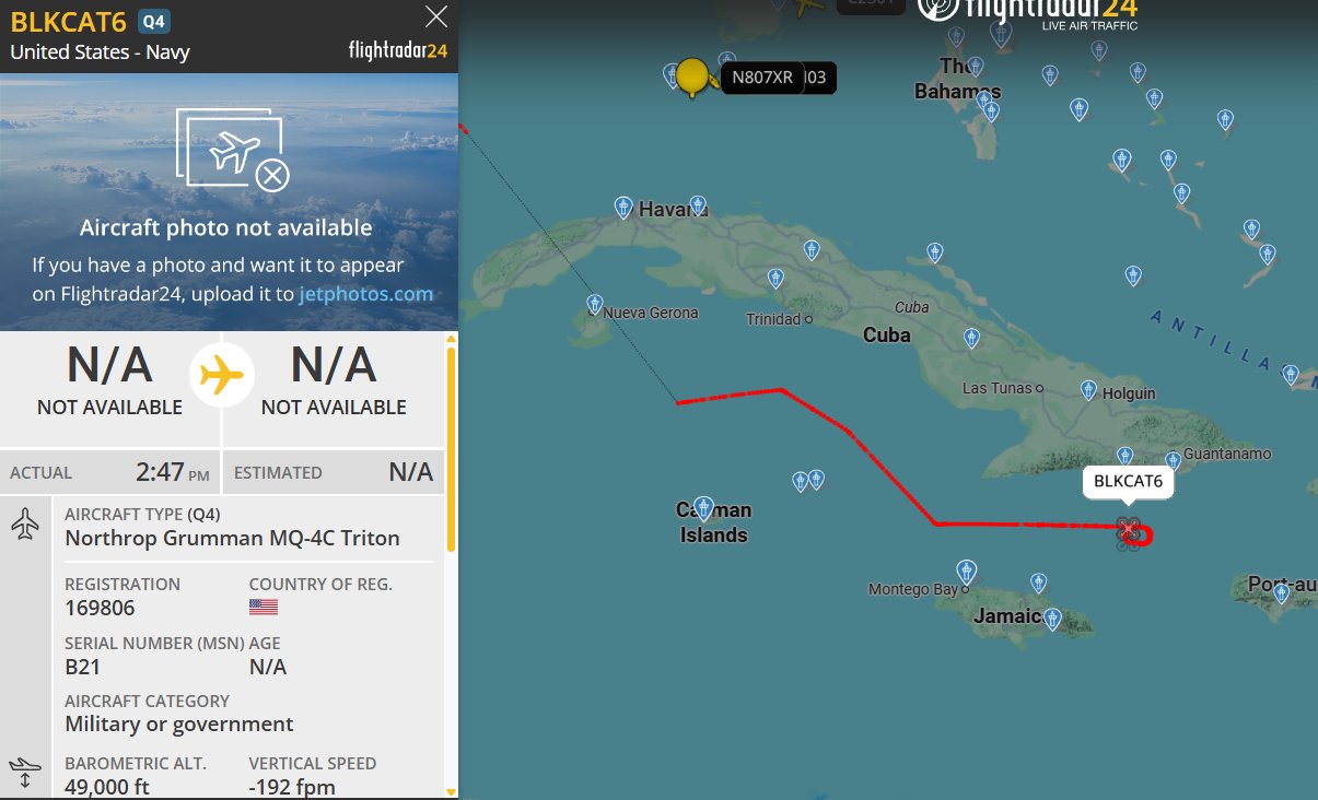 US Navy MQ-4C Triton Drone Spotted on Reconnaissance Mission off Cuba