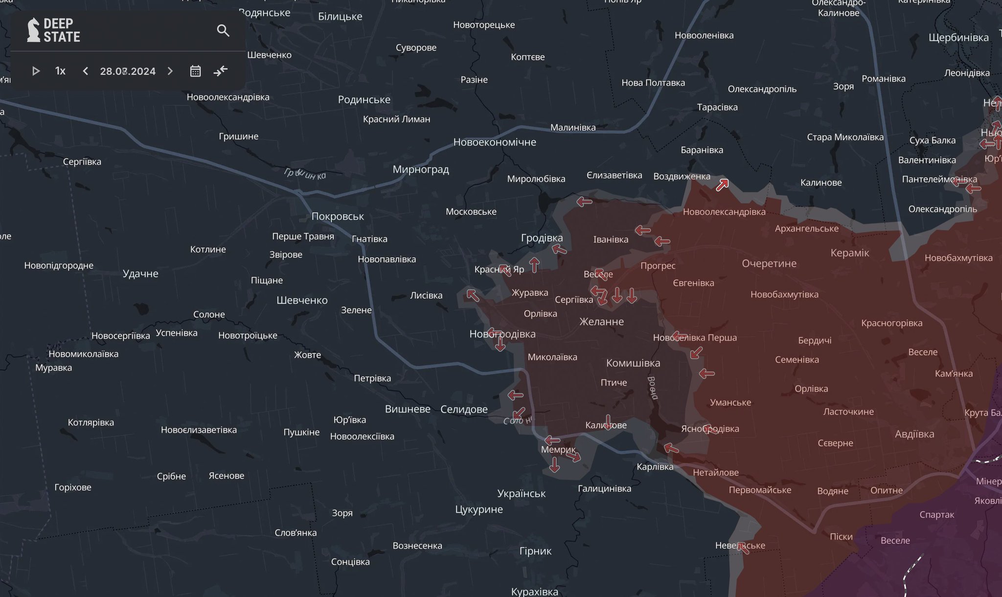 The scale of russian advance in the Pokrovsk direction over the last month