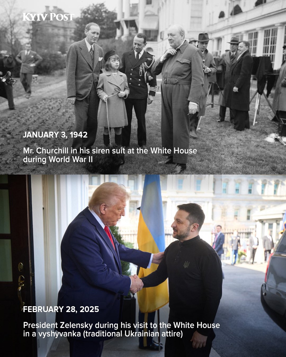 Churchill’s siren suit and Zelensky’s wartime attire signal urgency