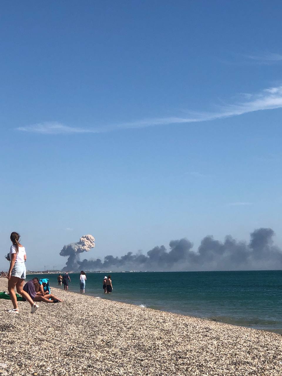 Explosions and smoke at Russian airbase in occupied Crimea