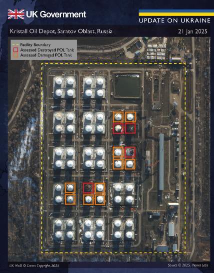 British intel shows Engels depot after drone strikes