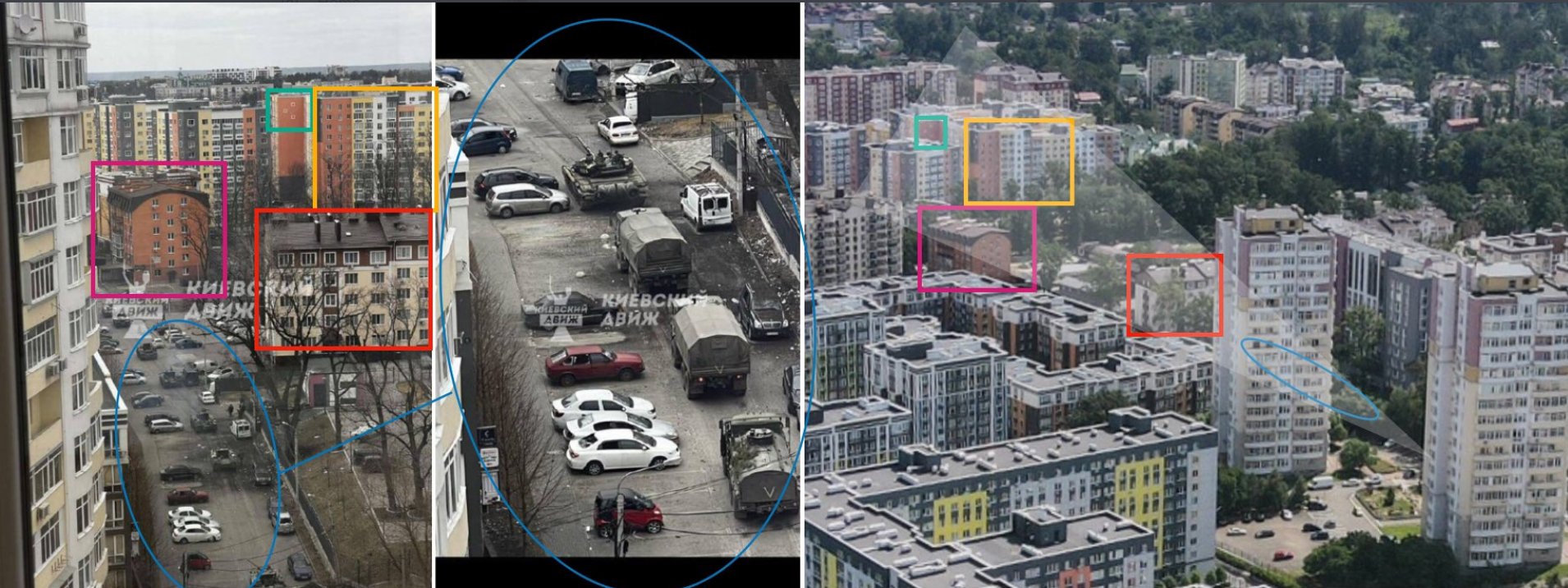 Russian convoy protected by tanks
