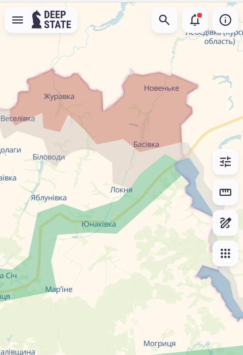 Russia controls 62.6 km² of Sumy region