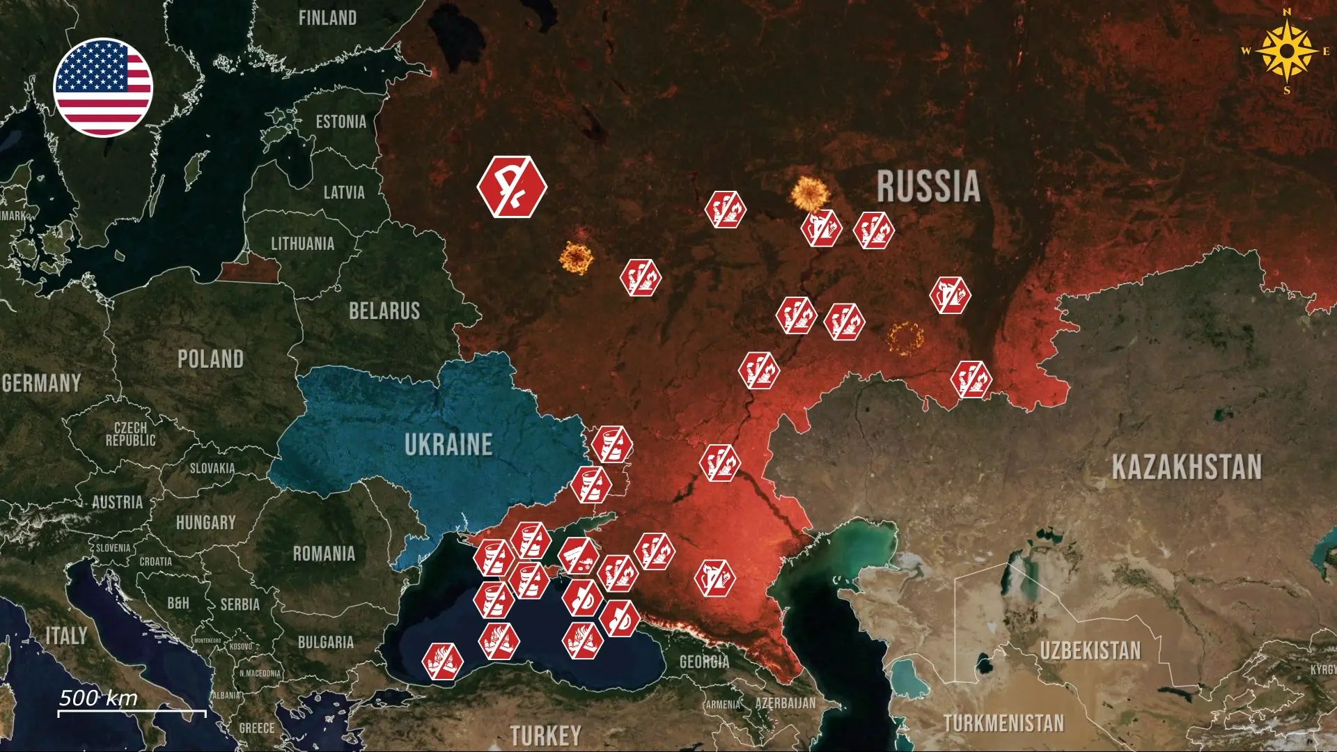 Ukraine frappe 180 fois l’infrastructure pétrolière russe en 2025