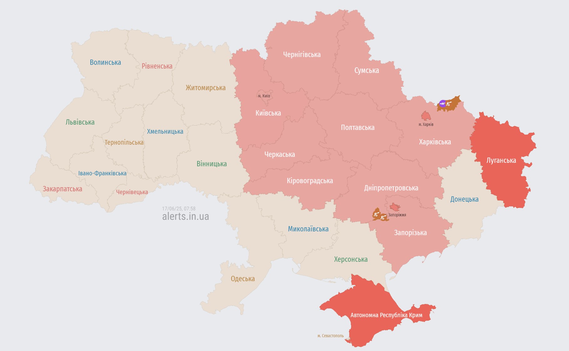 Kyiv and regions under ballistic missile threat