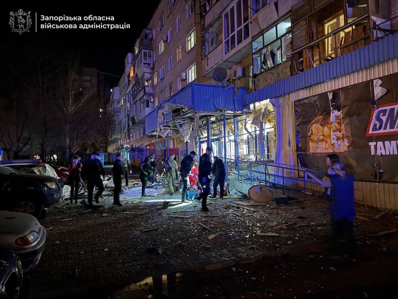 Russian strike on Zaporizhzhia supermarket injures at least five people.