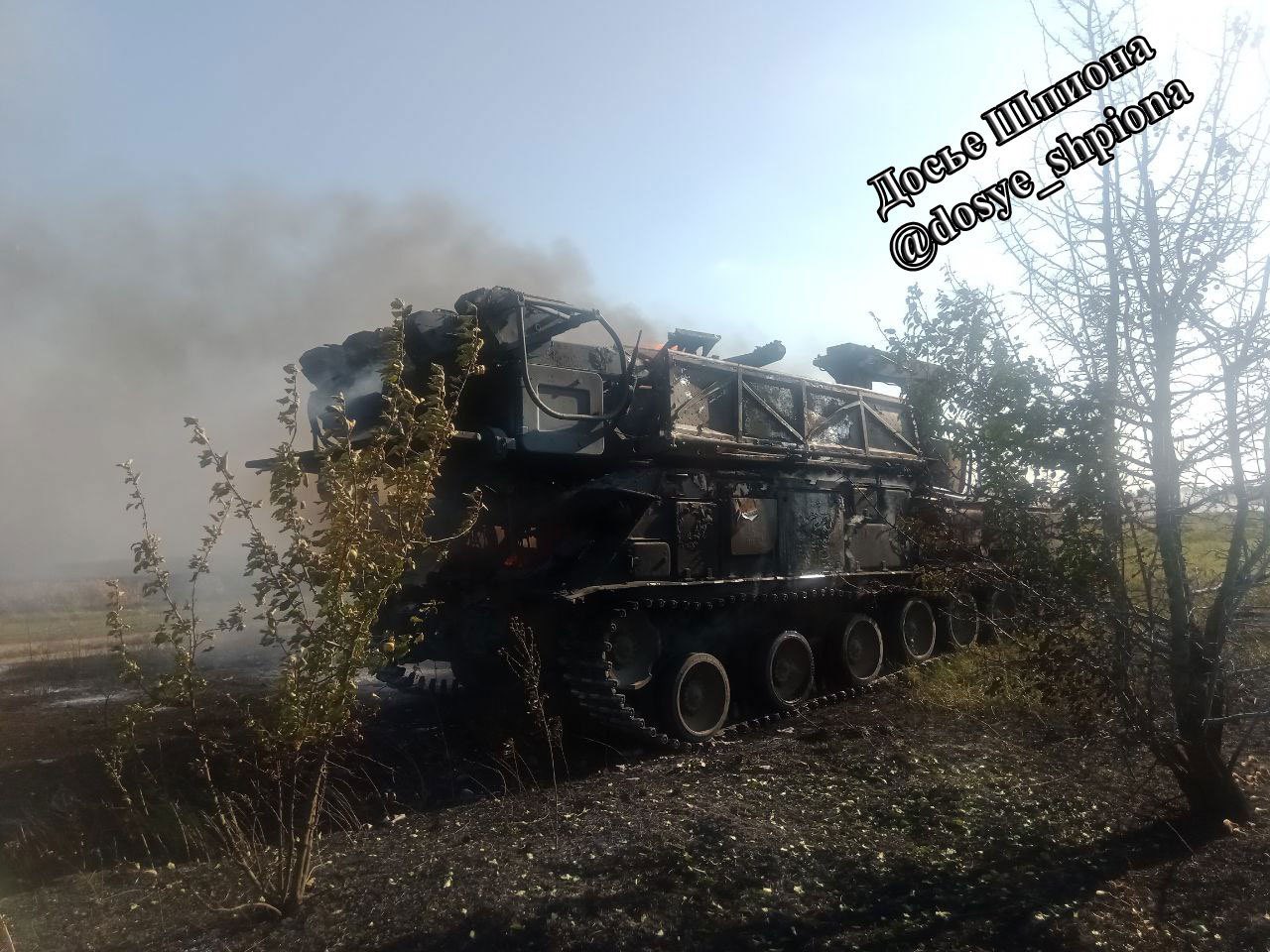 Destroyed Russian Buk-M1 air defense system somewhere on the front