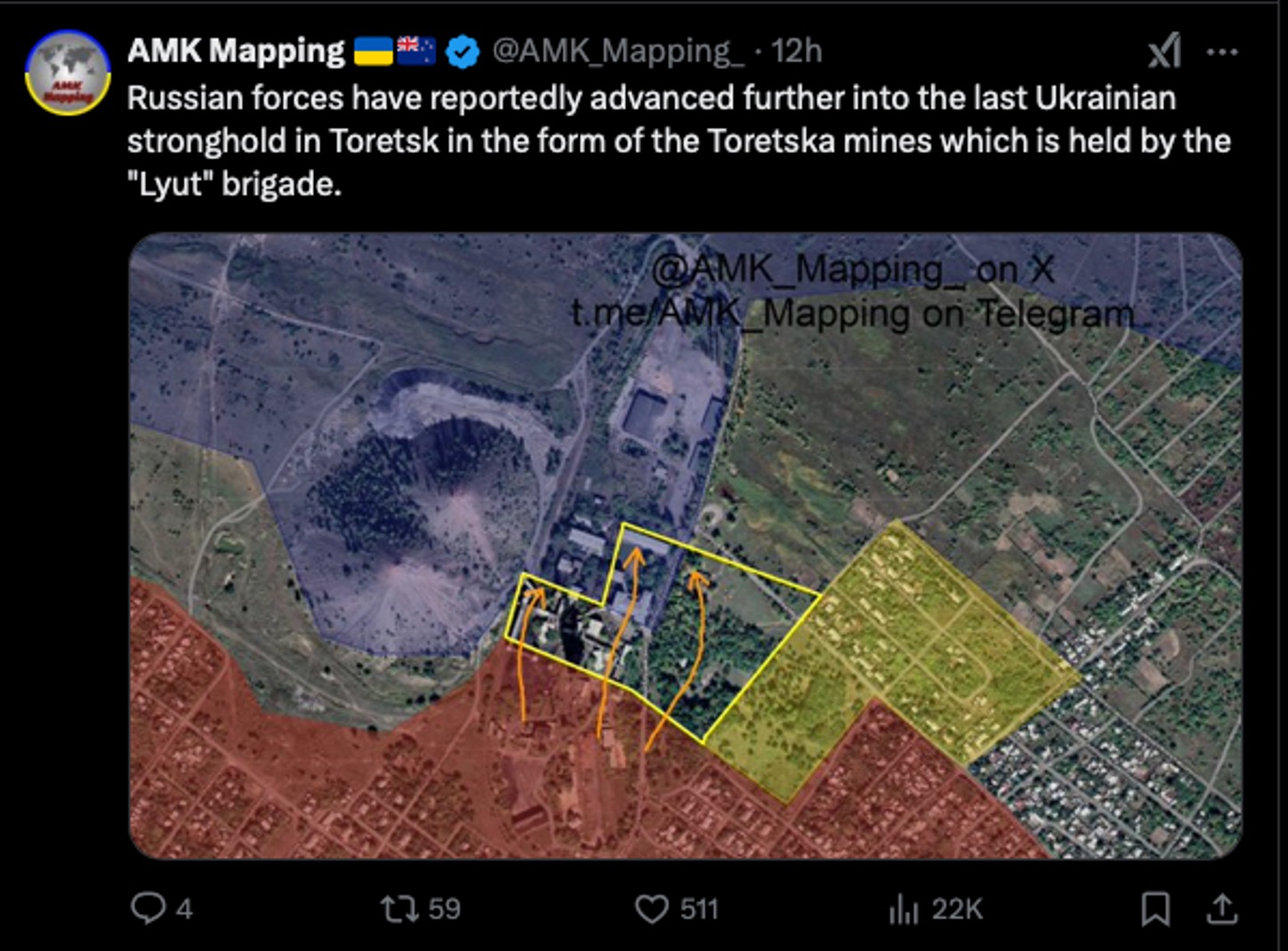 Toretsk Update: Russian Assault on Lyut Brigade
