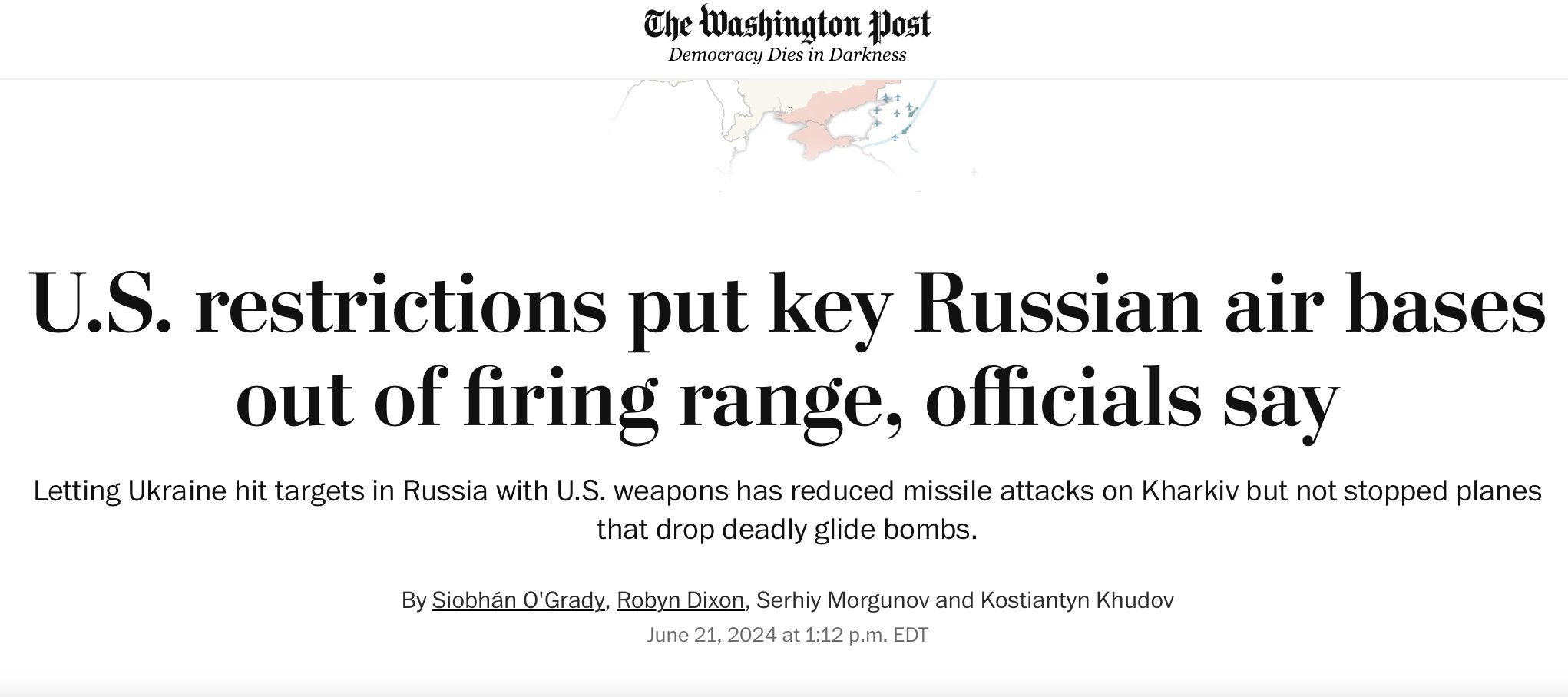 US restricts Ukraine from hitting Russian air bases