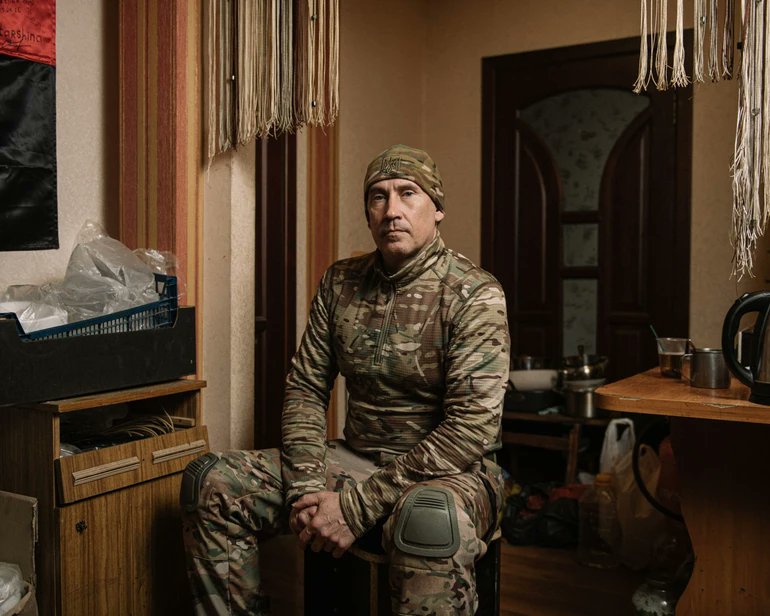 Ukrainian welder Vano, 45, completed three combat deployments under fire.