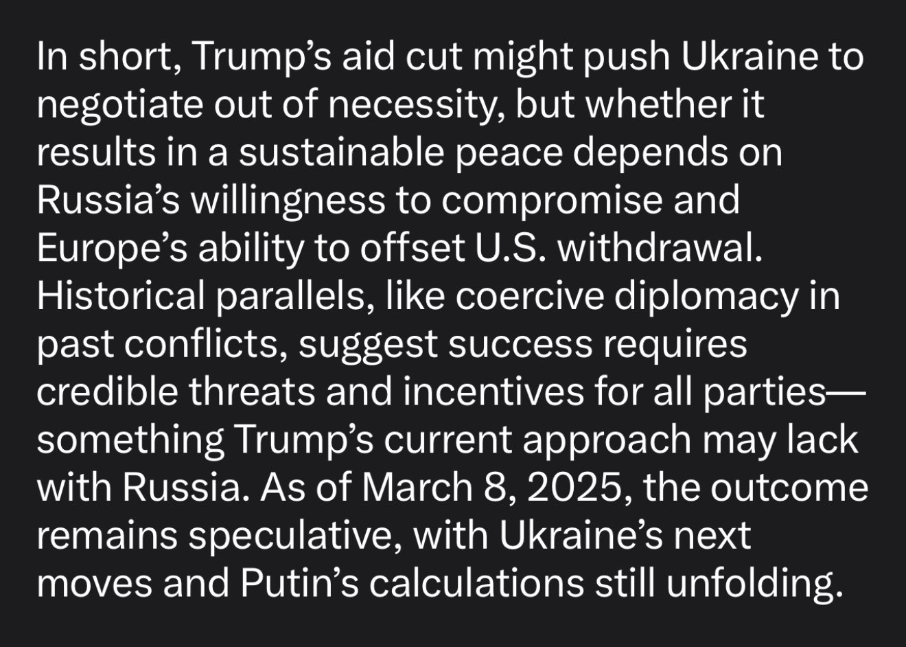 Grok: Trump’s Ukraine peace tactic lacks leverage over Russia