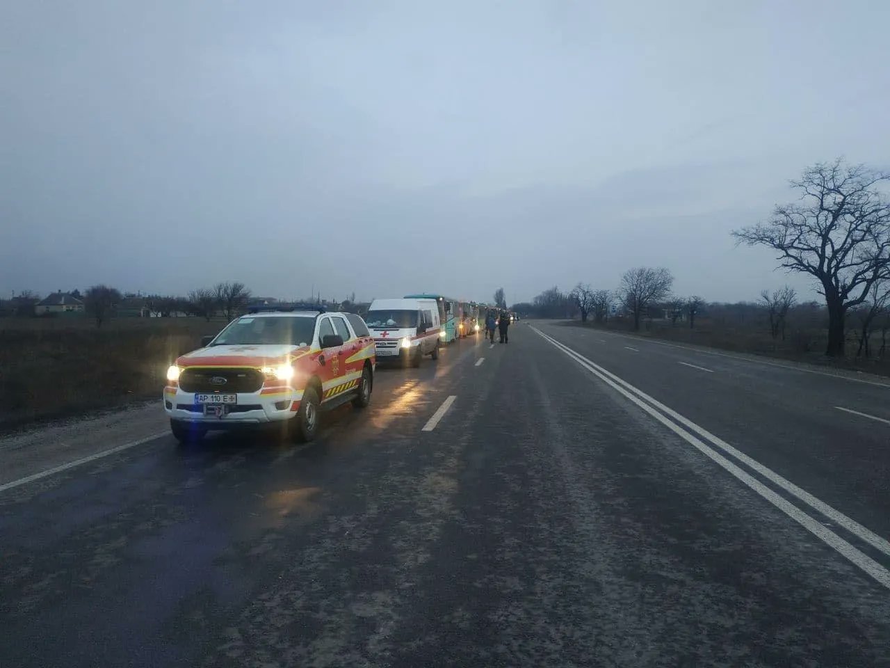 Evacuation column arrives in Zaporizhzhia