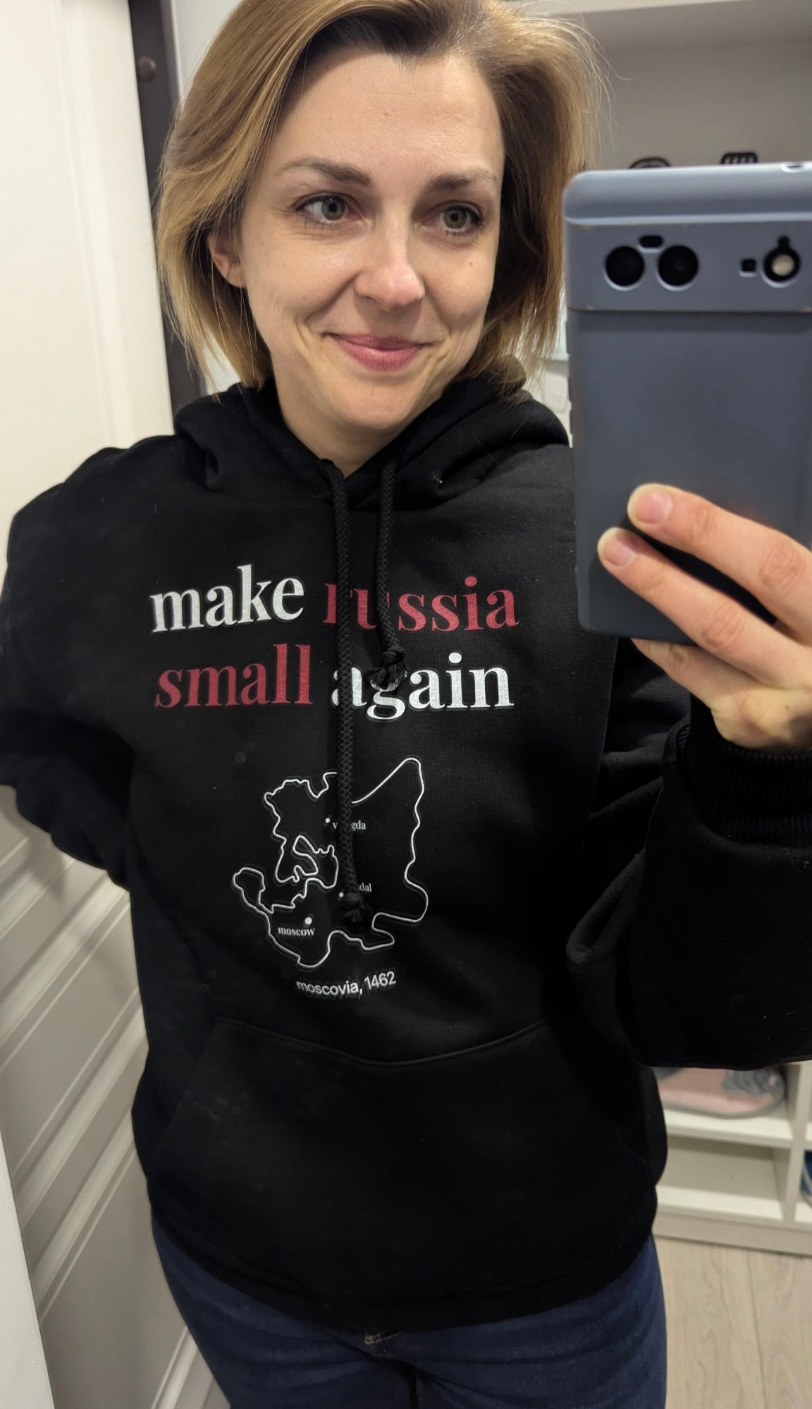 Make Russia pay and return it to its original size.