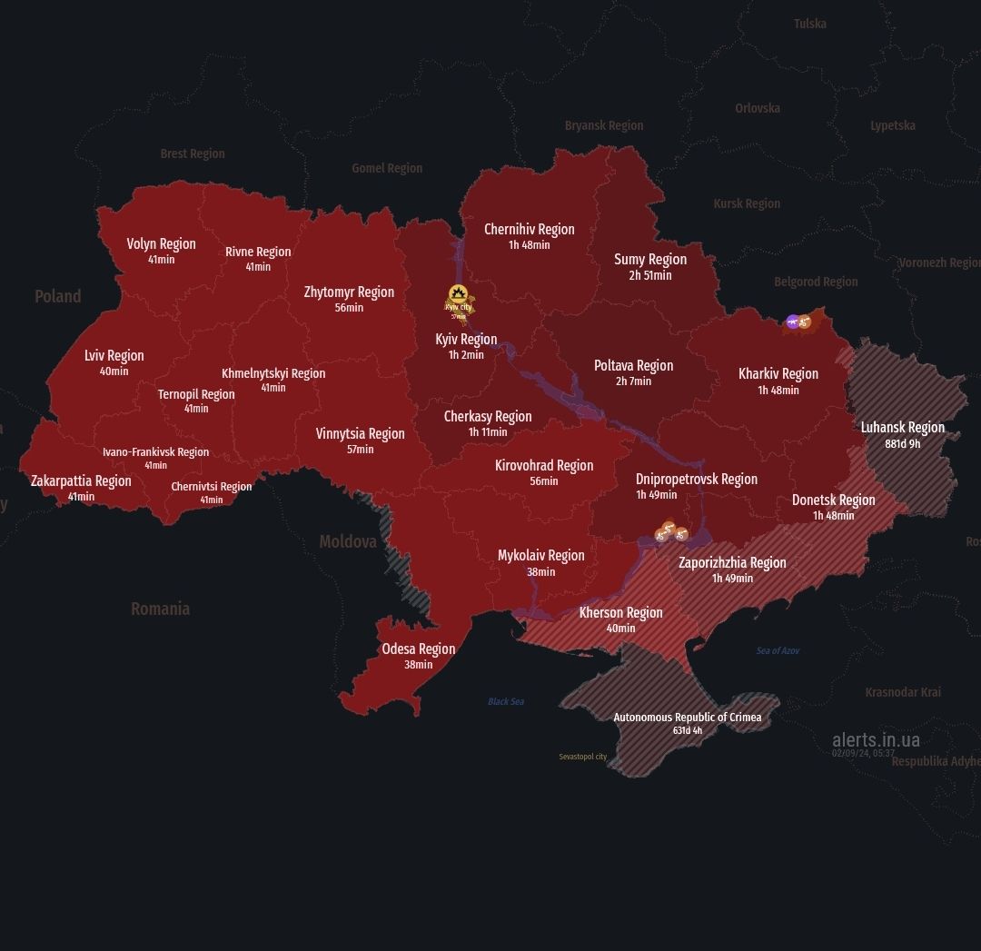 All of Ukraine hit by Russian missile attack