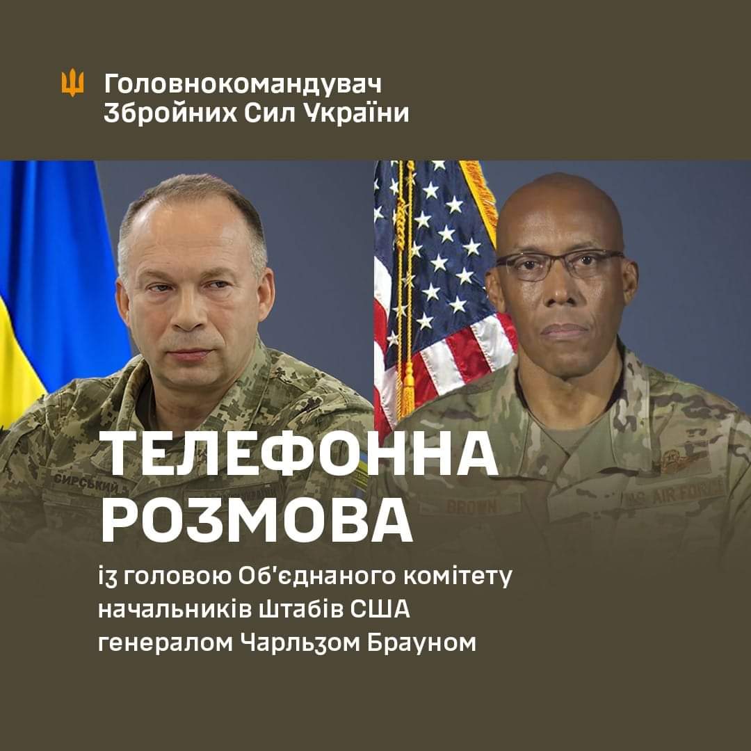 Phone conversation between Oleksandr Syrskyi and Charles Brown