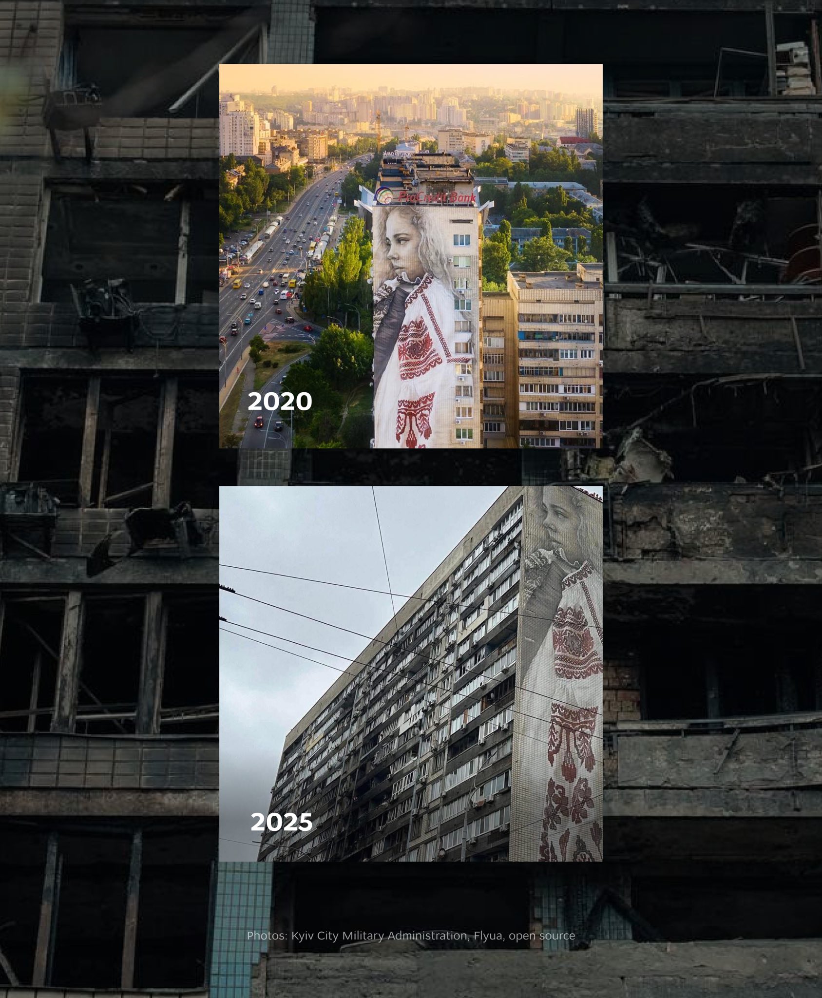 Russia strikes Kyiv building with mural of Ukrainian girl by Australian artist