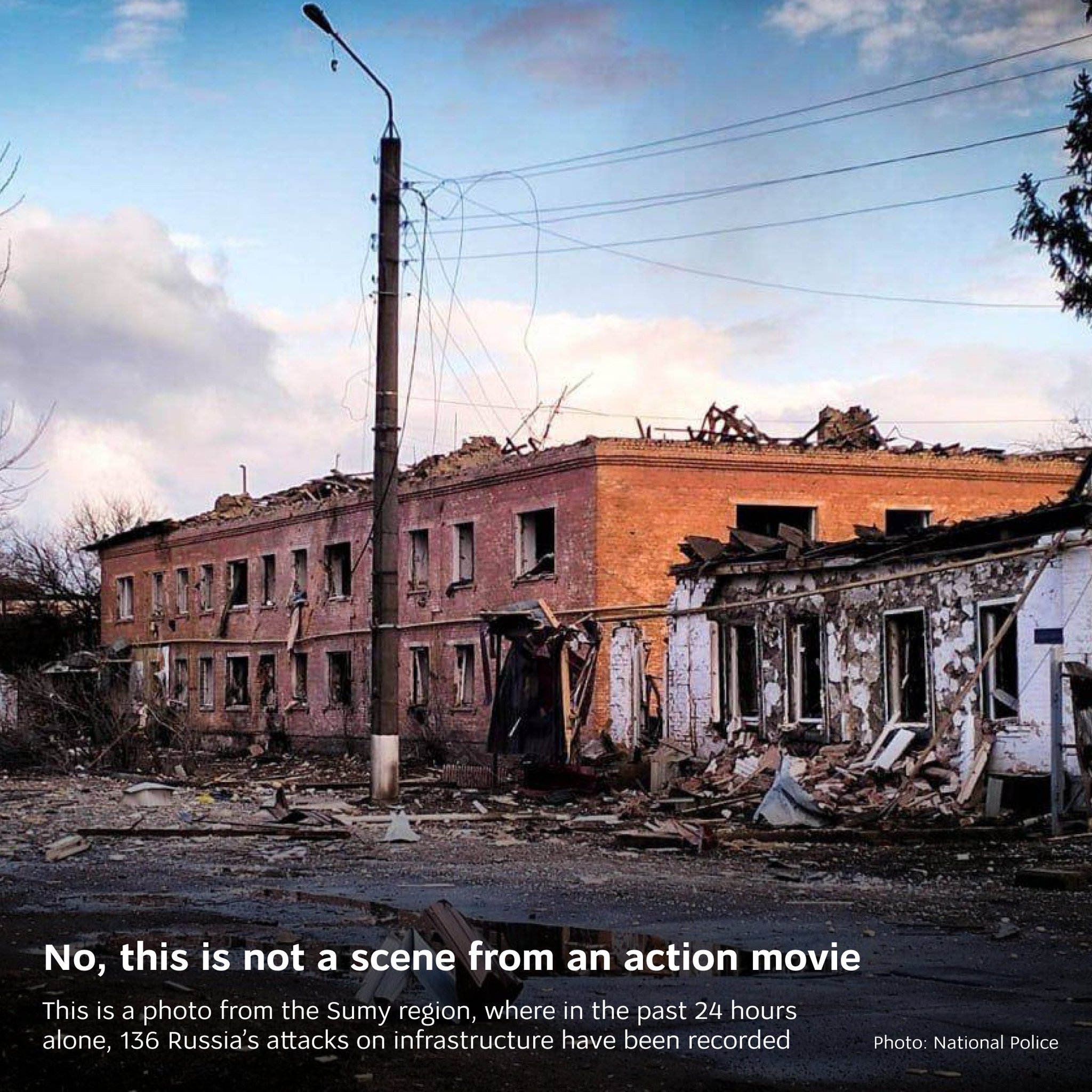 Russia shells Sumy region 136 times, one killed, buildings damaged