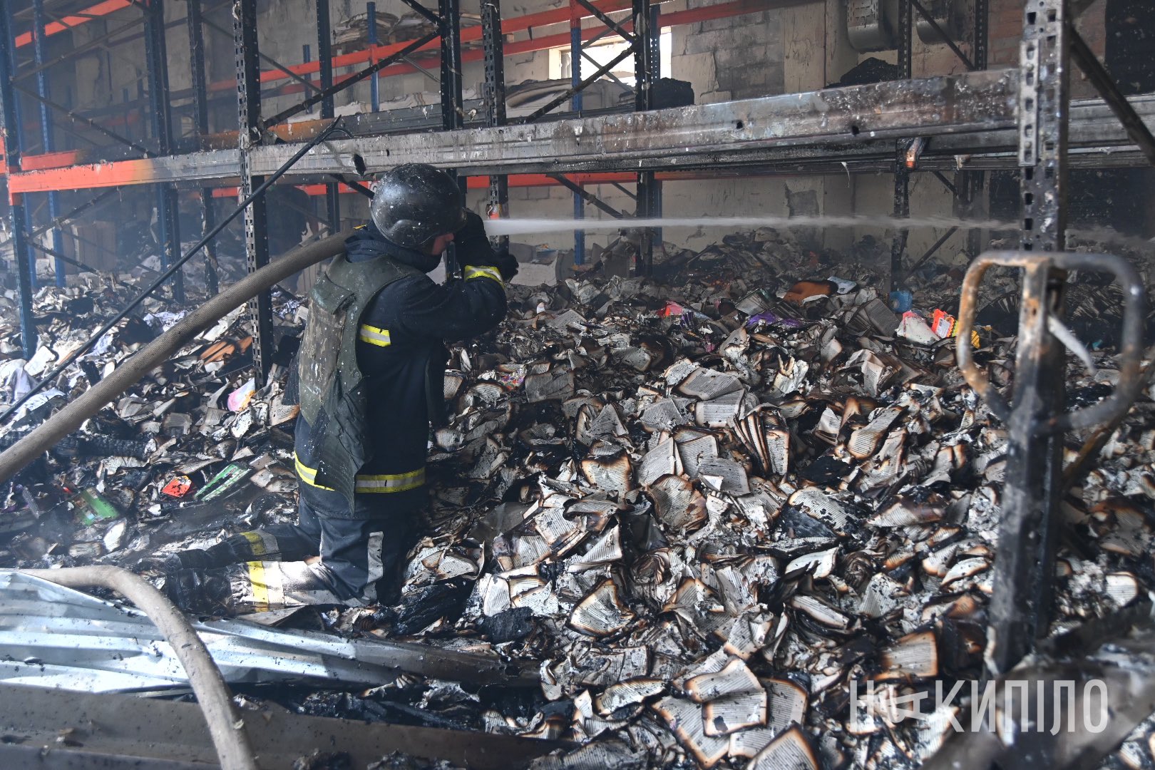 Ukrainian writer’s pain over Russian burning of books, calling it pure evil.