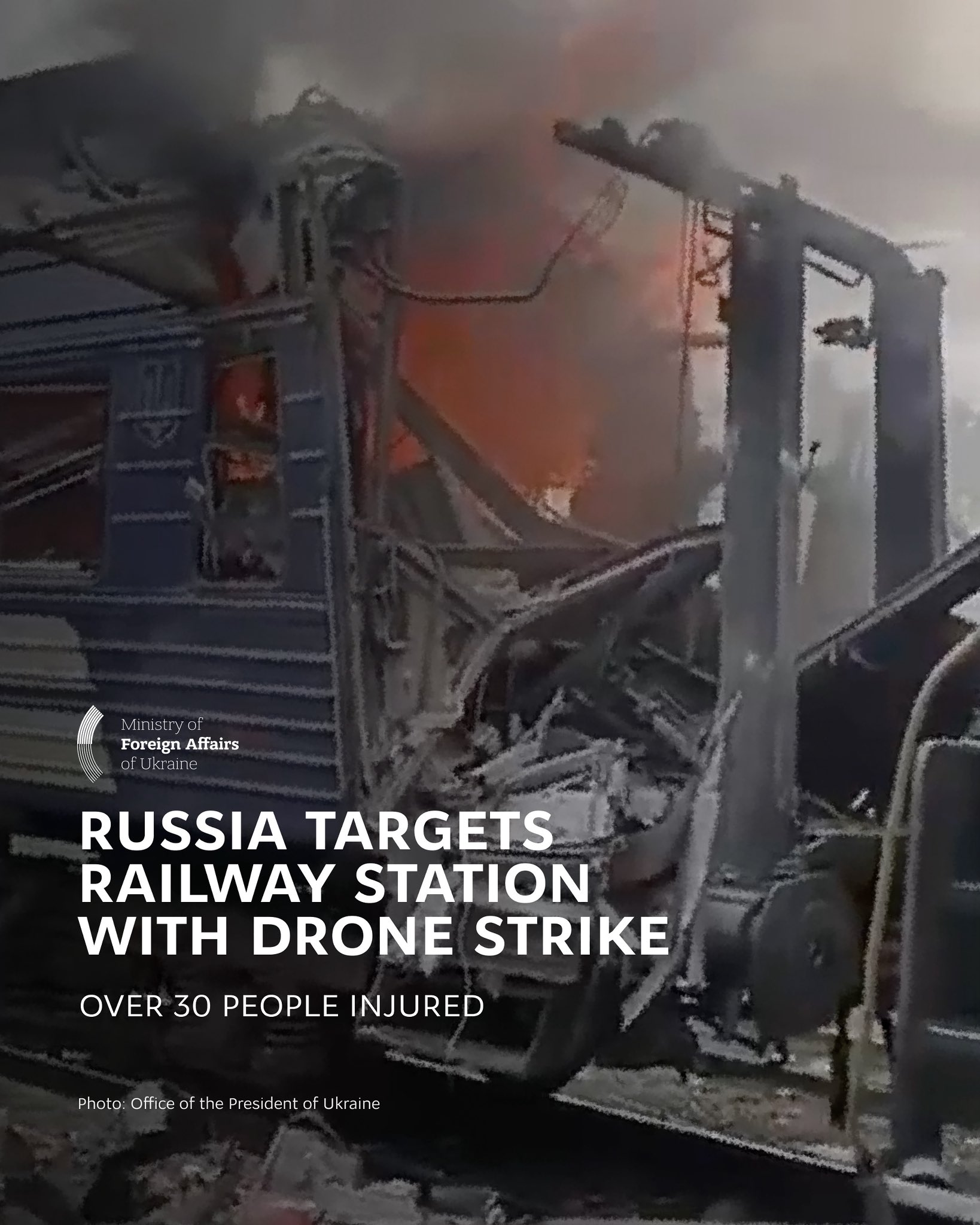Russia drone strike on Sumy railway station injures 30