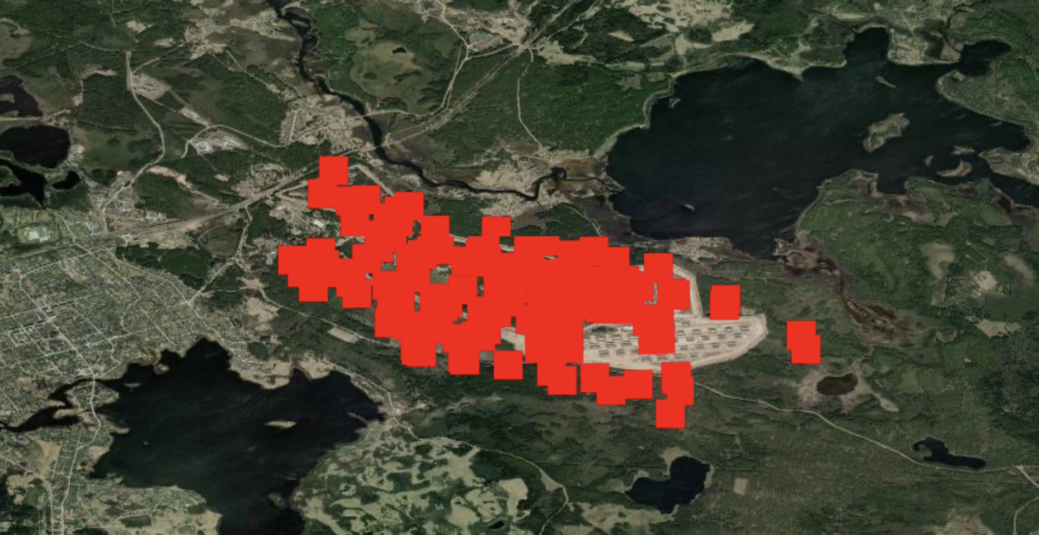 Red lines detected at Russia’s Toropets ammo depot on FIRMS map