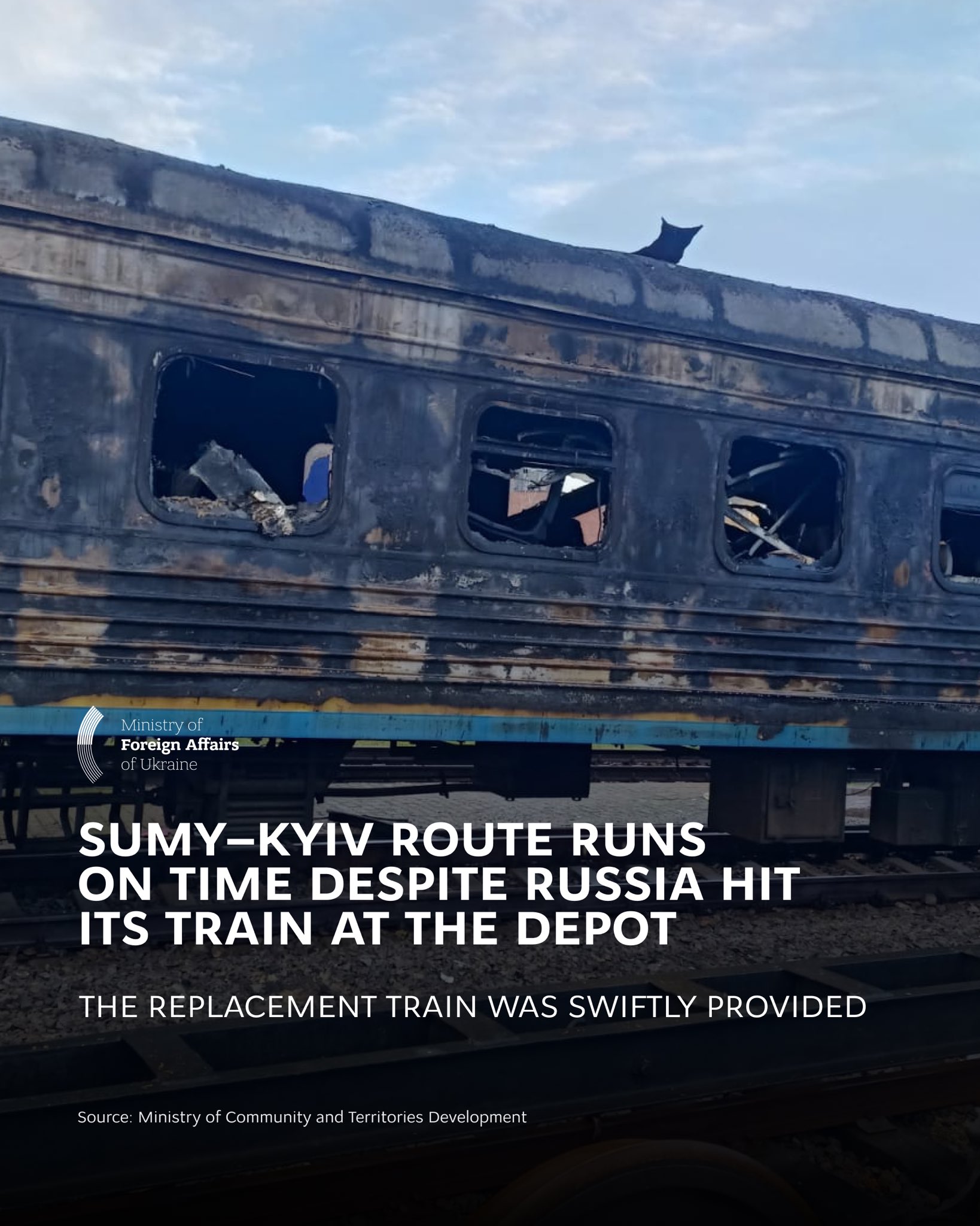 Russia strikes railway depot, replacement train departs on time