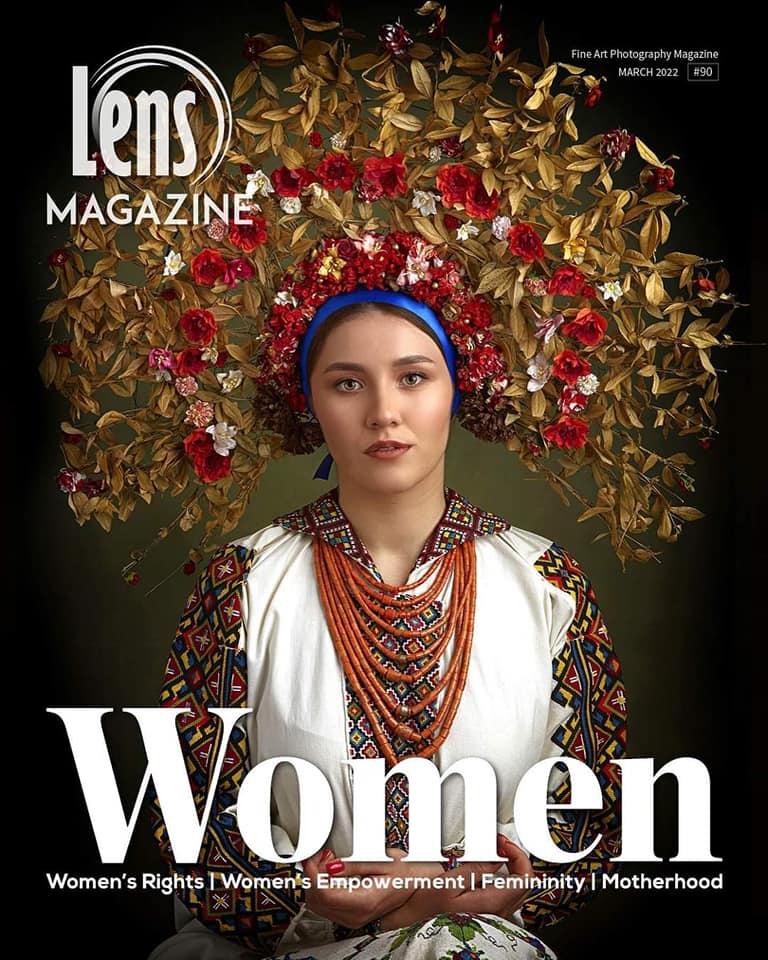 Ukrainian women in traditional costumes grace Lens Magazine cover