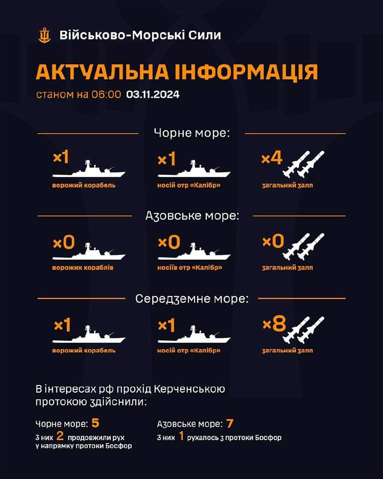Enemy ships with Kalibr missiles in seas