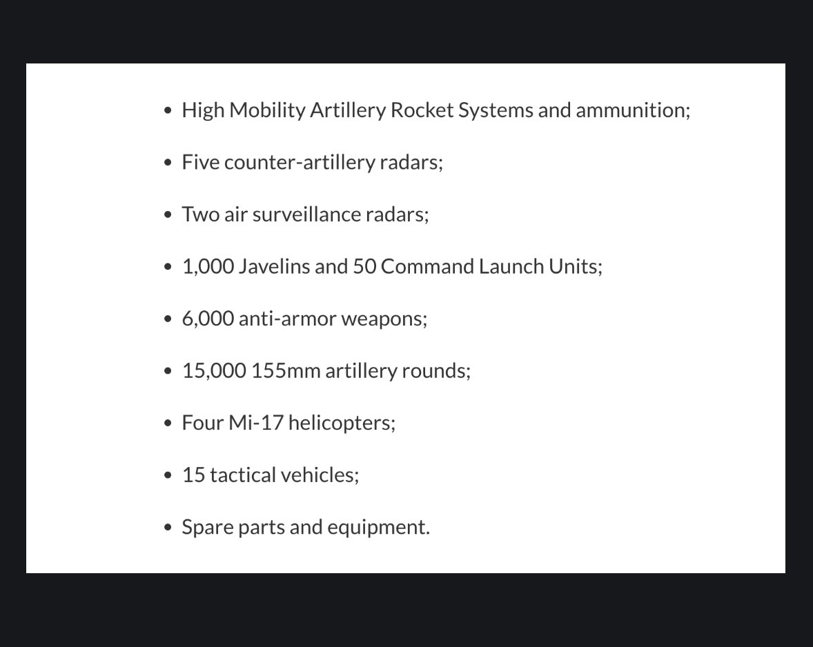 The United States unveils a new aid package for Ukraine