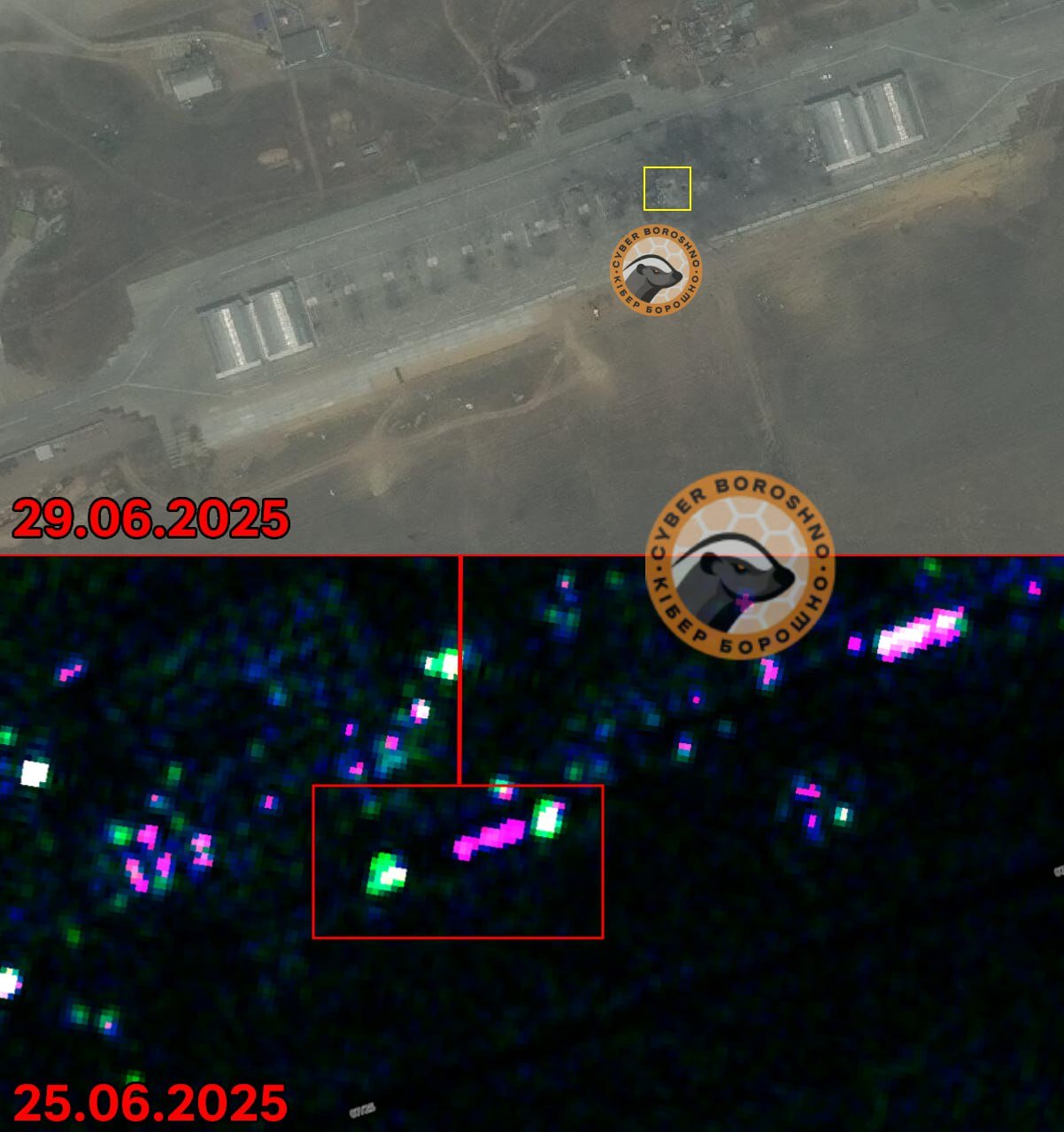 Images satellite confirment frappe ukrainienne à Marinovka