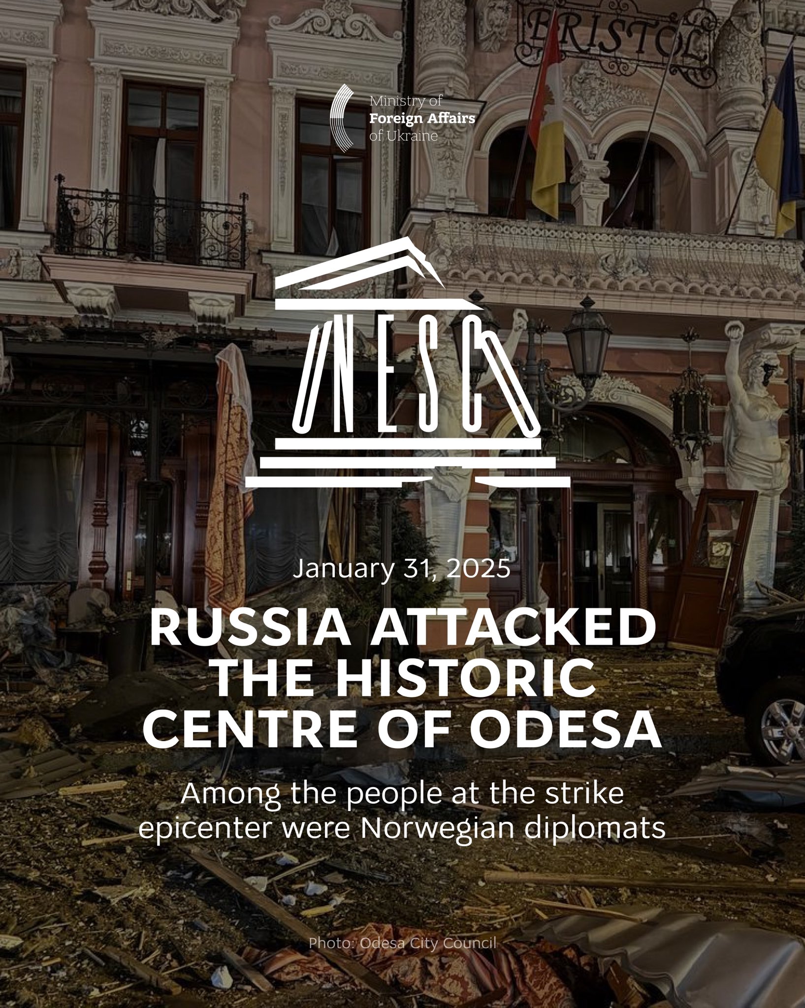 Russia missile strike on Odesa historic centre hits Norwegian diplomats