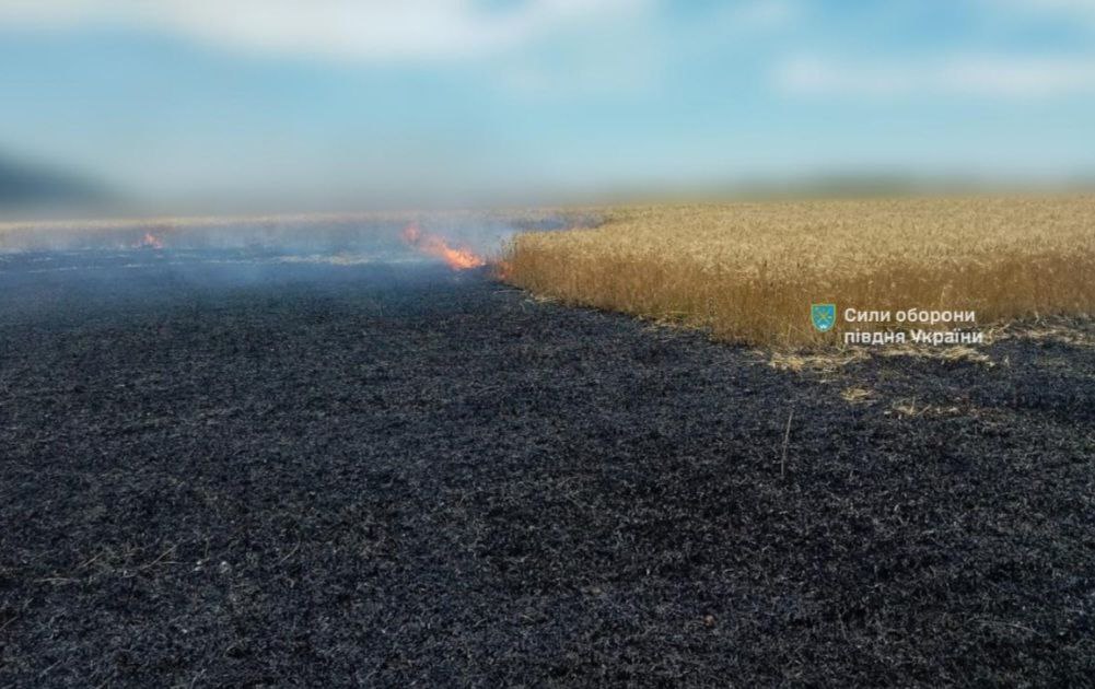 Russian missile strike on Odesa Oblast ignites Ukrainian wheat field