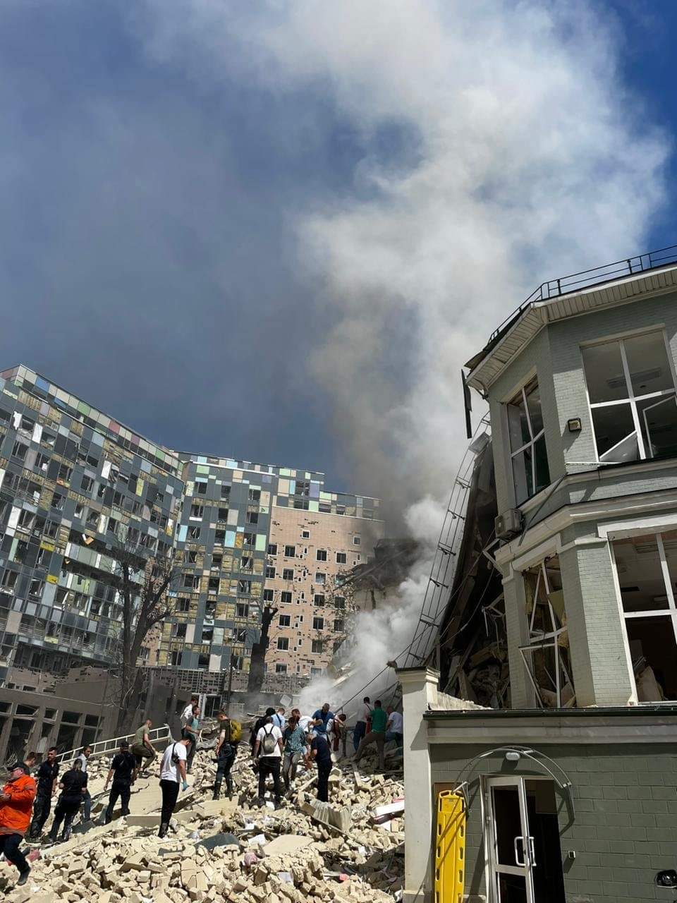 Destroyed toxicology building at Okhmatdyt Hospital