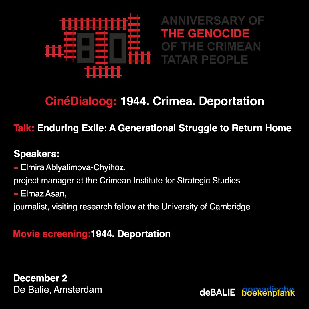 Learn about Russia’s crucial 1944 Crimea deportation at De Balie, Amsterdam.