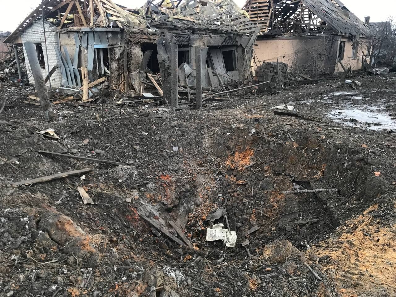 Russian bombing of food depots, materials and fuel trucks in Okhtyrka