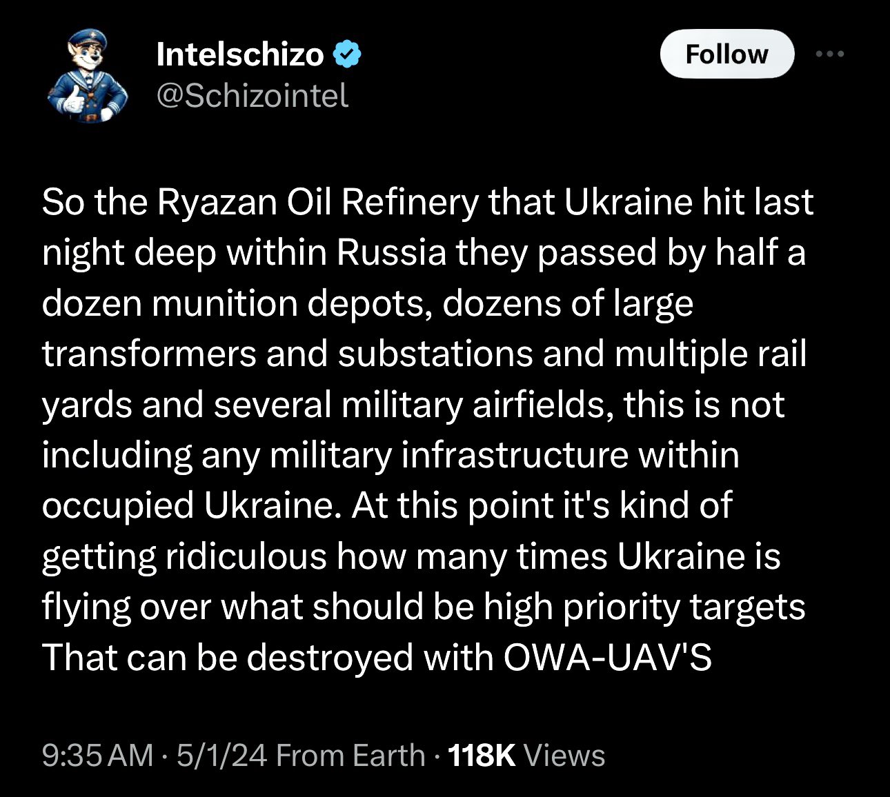 Oil refineries are best targets for deep strike campaign in Russia