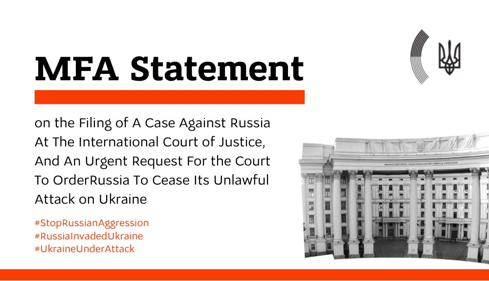 Ukraine files ICJ case against Russia, seeks provisional measures
