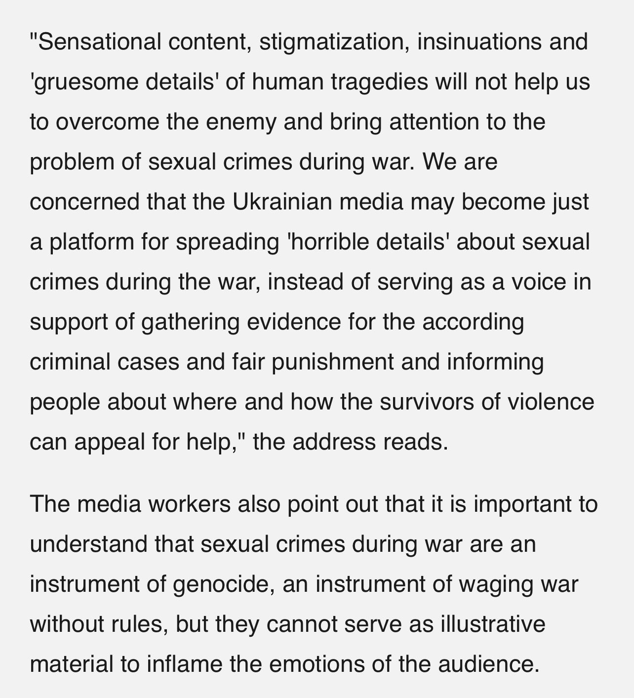Ukrainian female journalists ask ombudswoman to stop detailed rape descriptions