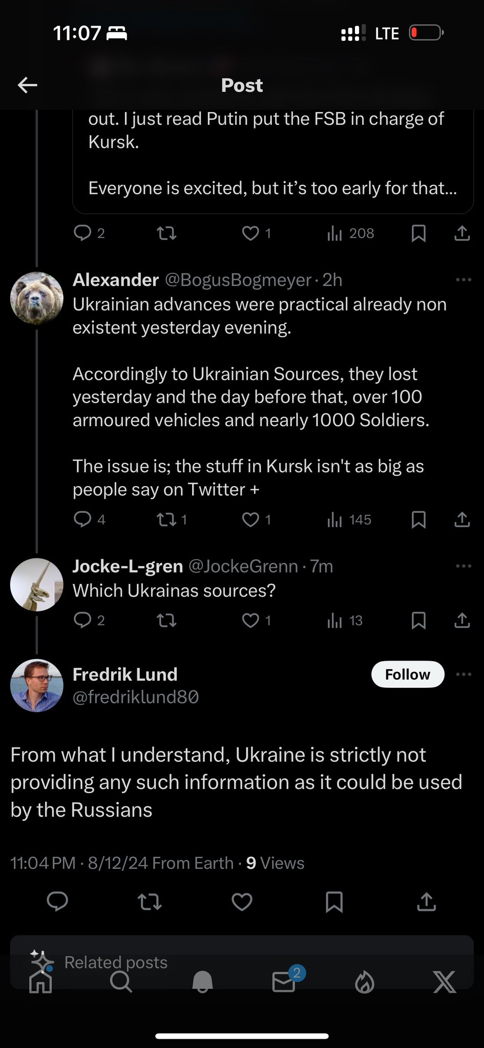 Russian accounts falsely claim Ukraine has no Kursk progress