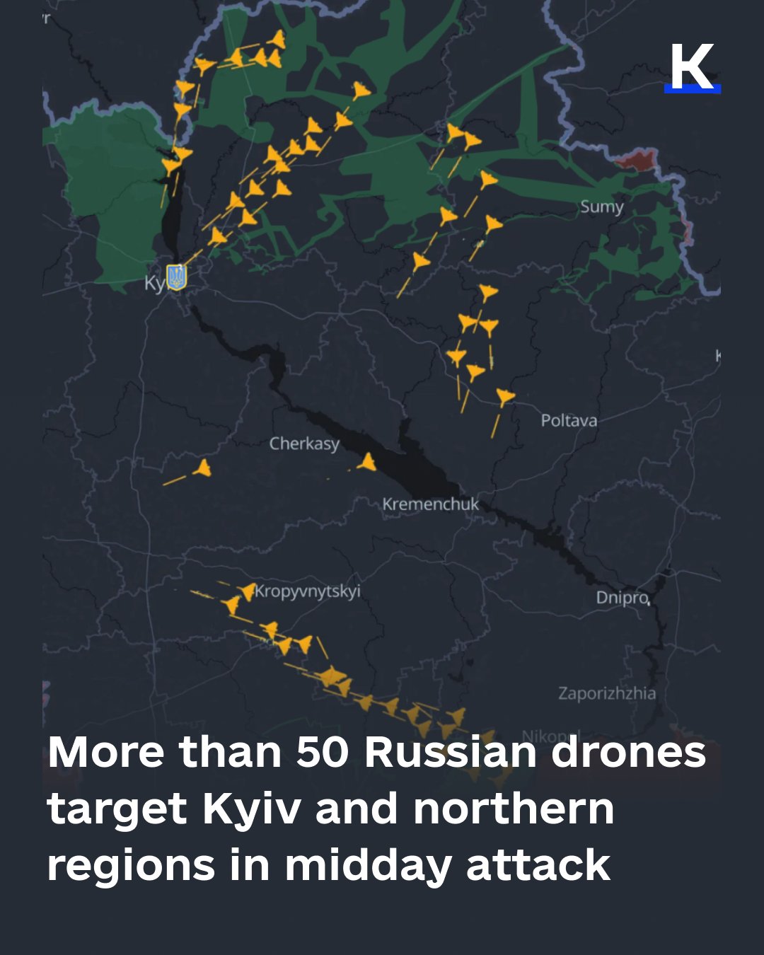 Russia launches massive drone wave across northern Ukraine